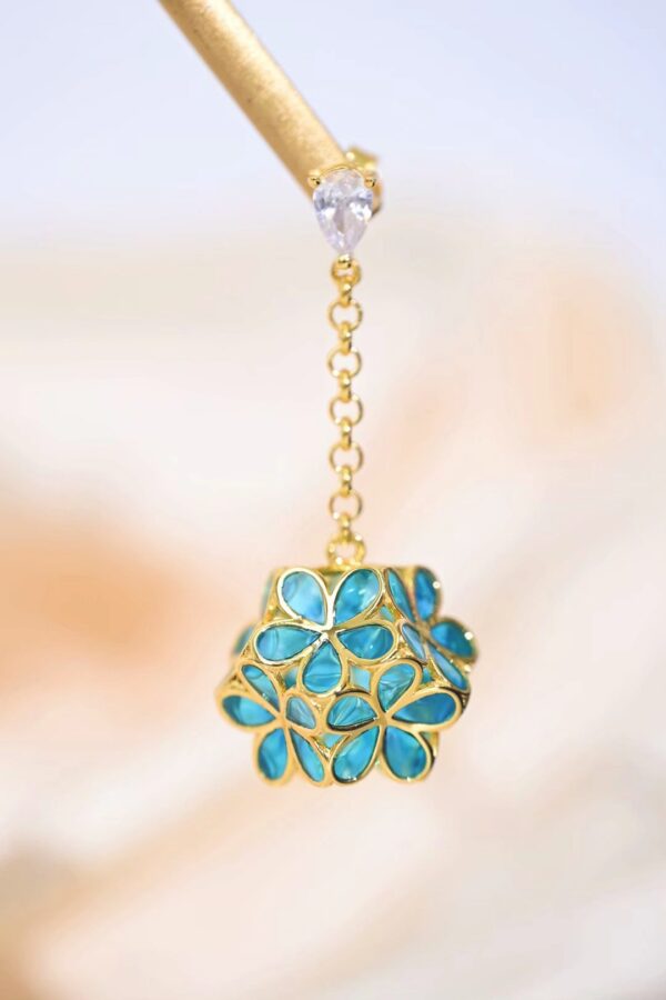 Openwork Enamel Chinese Ball Earrings - Image 2