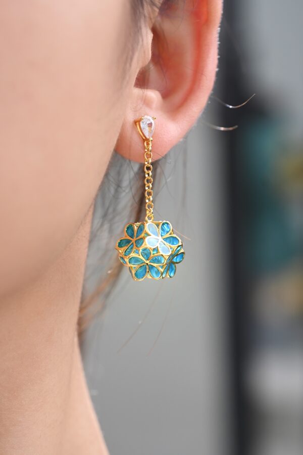 Openwork Enamel Chinese Ball Earrings