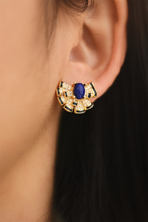 Vintage lapis lazuli lock earrings